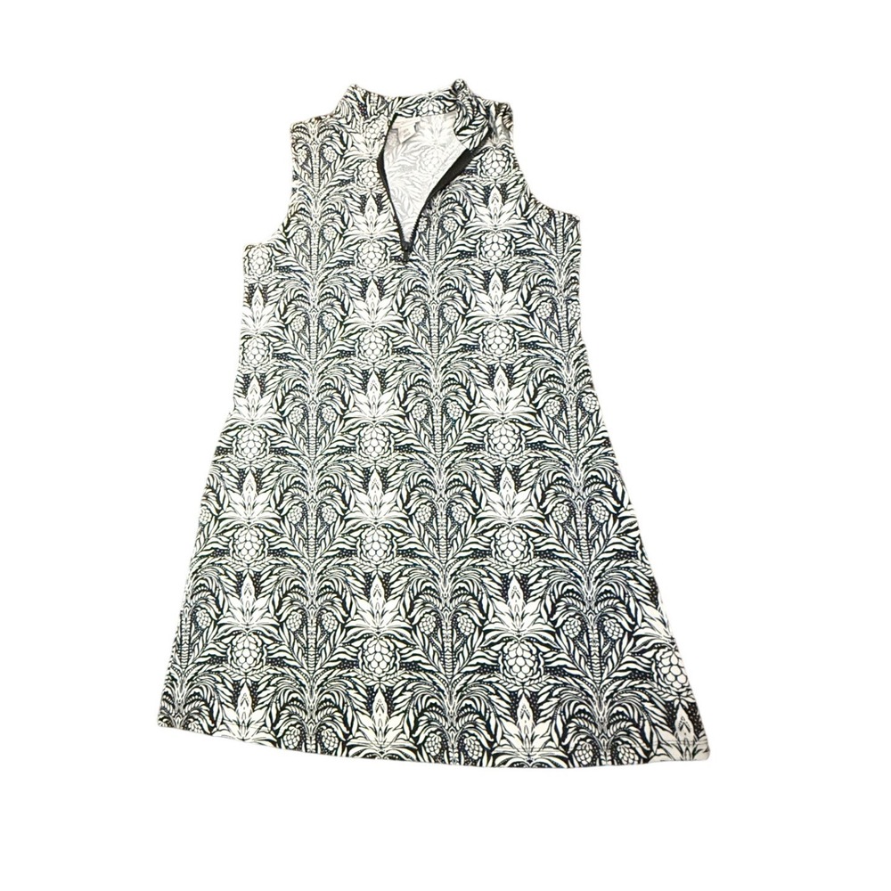 Tommy Bahama Active Golf Tennis Dress Pineapple Print 1/4 Zip Black White Size M